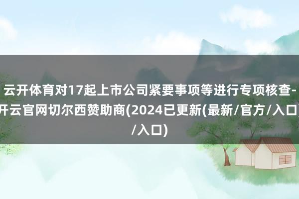 云开体育对17起上市公司紧要事项等进行专项核查-开云官网切尔西赞助商(2024已更新(最新/官方/入口)