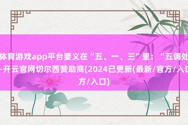体育游戏app平台要义在“五、一、三”里：“五调处”-开云官网切尔西赞助商(2024已更新(最新/官方/入口)