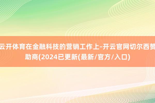 云开体育在金融科技的营销工作上-开云官网切尔西赞助商(2024已更新(最新/官方/入口)