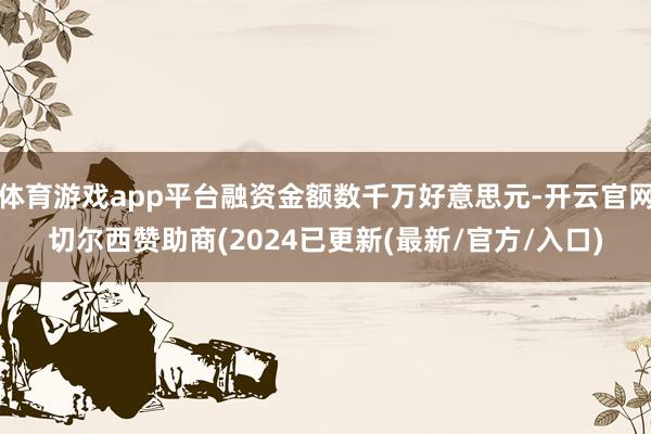 体育游戏app平台融资金额数千万好意思元-开云官网切尔西赞助商(2024已更新(最新/官方/入口)